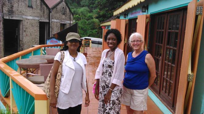 Around the Island tour with library volunteer Rosemarie Rajwant (Left) Kerrisha Nelson (Middle) Elizabeth Frechette (Right)